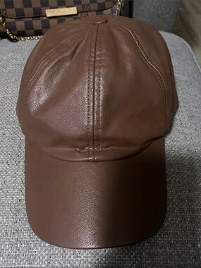 Men's Brown Leather-Style Baseball Cap